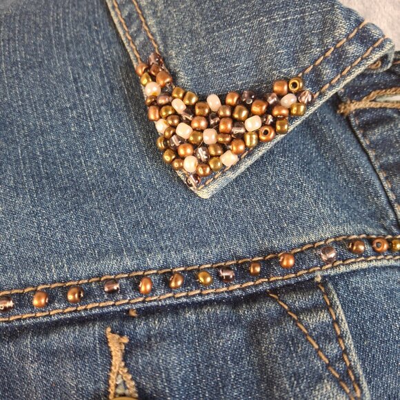 Western Cowgirl Hand Embellished Denim Jacket Beaded - Picture 2 of 8
